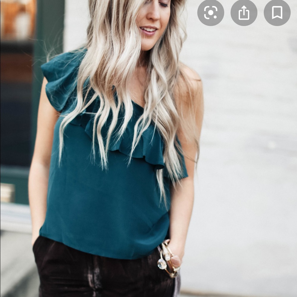 Anthropology Maeve Silk One Shoulder Ruffle Top